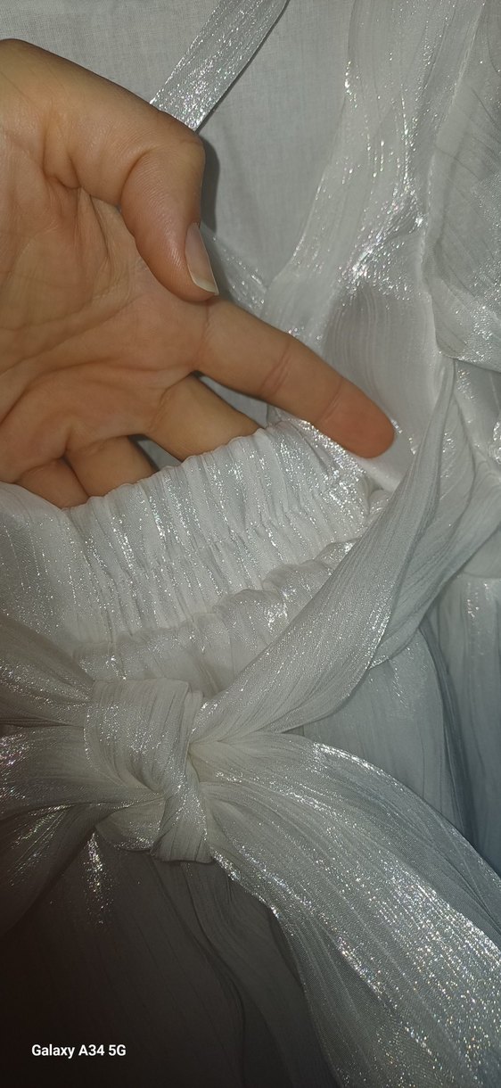 Kız Çocuk Beyaz  Kısa Kollu Elbise gelinlik  5 6  yaşa uygundur - Görsel 4