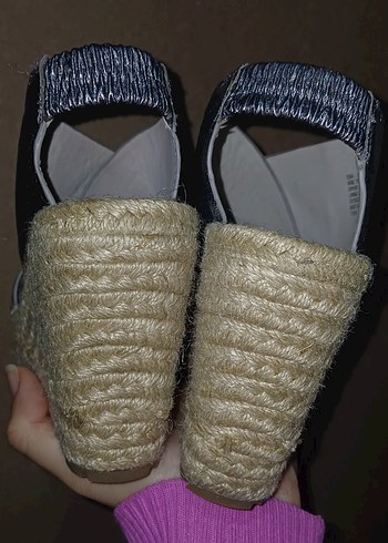 Gri Deri Dolgu Topuklu Sandalet - Görsel 3