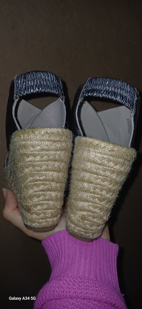 Gri Deri Dolgu Topuklu Sandalet - Görsel 3