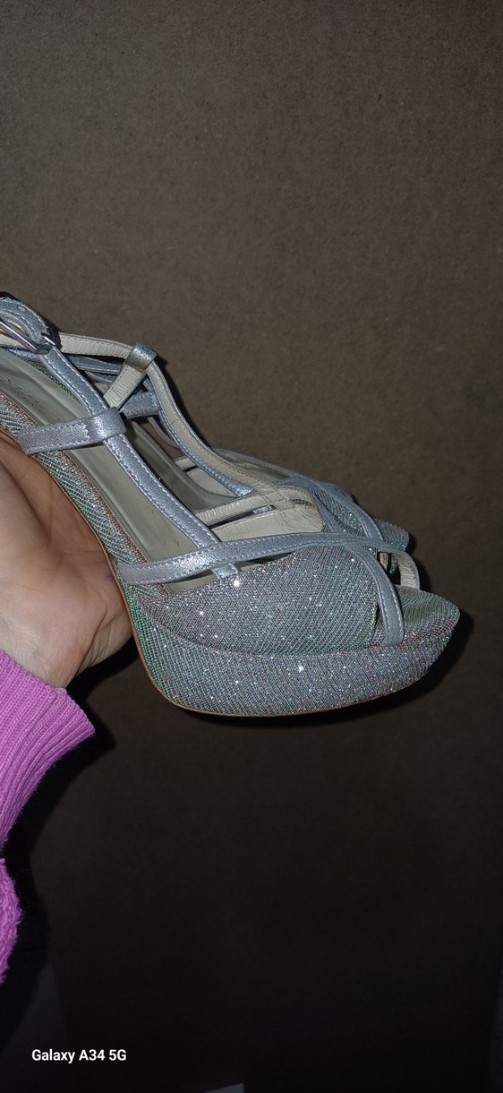 Gri Kadın Topuklu Gece Ayakkabısı - Görsel 2