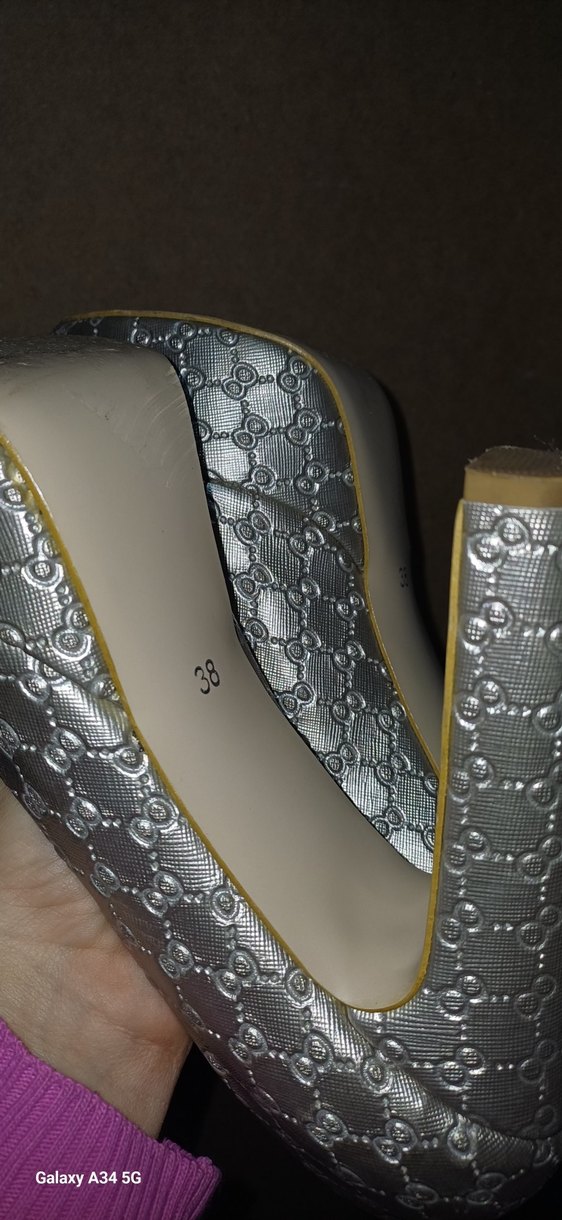 Gri Yılan Desenli Platform Topuklu Kadın Ayakkabı - Görsel 5