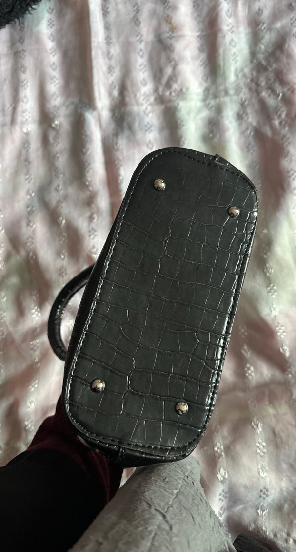 Klasik Siyah Deri Yılan Desenli Kadın Çanta - Görsel 4