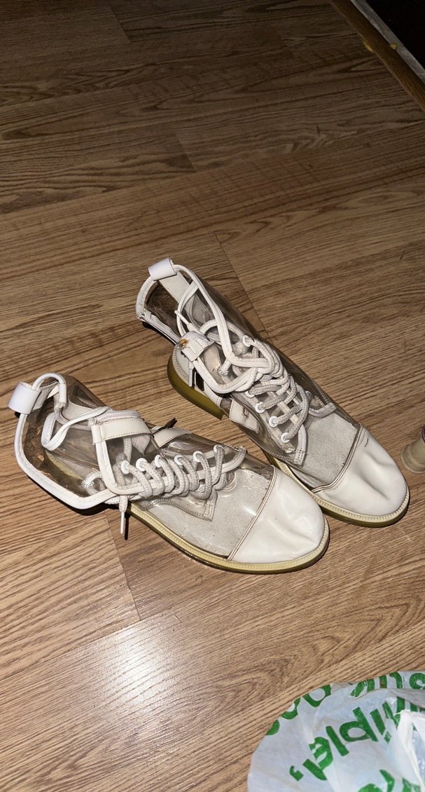 Şeffaf Bağcıklı Beyaz Topuklu Bot - Görsel 2