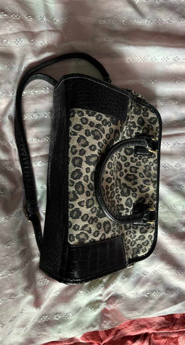 Kahverengi Leopar Desenli Deri Kadın Çanta - Görsel 3