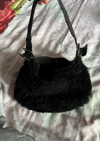 Siyah Süet Kürklü Kadın Çanta - Görsel 3