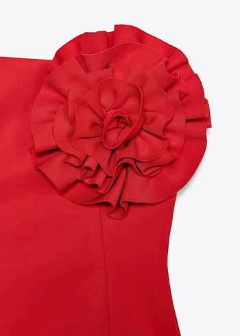 Zara çiçekli straplez top