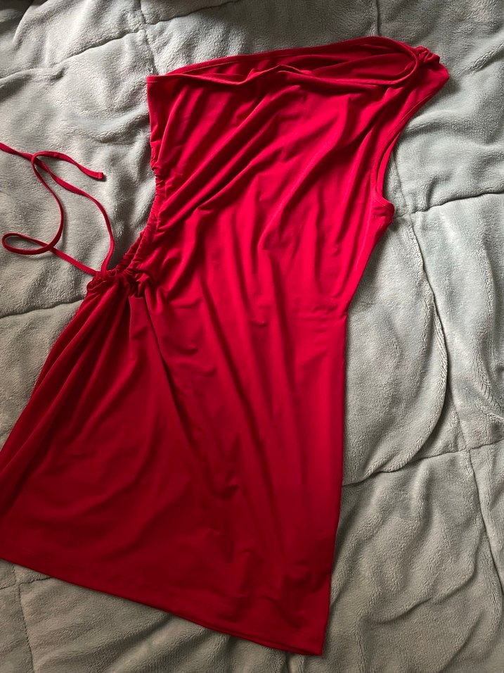 Kırmızı Drapeli Milla Mini Elbise 42 - Görsel 3