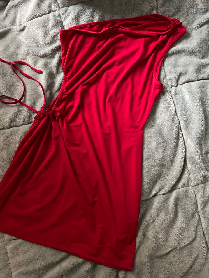 Kırmızı Drapeli Milla Mini Elbise 42 - Görsel 2