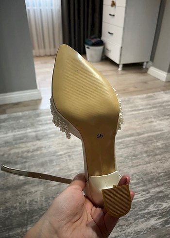 İnci Detaylı 7cm Topuklu Gelin Ayakkabısı - Görsel 4