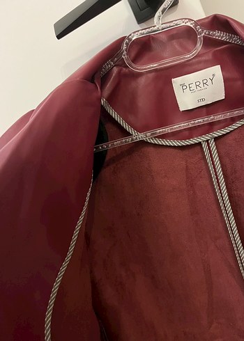 Bordo Deri Kadın Ceket Notch Yaka - Görsel 4