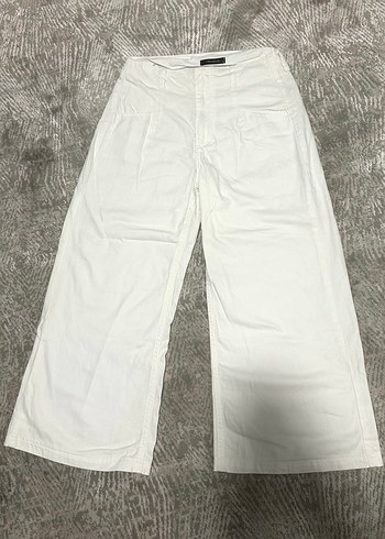 Keten Görünümlü Beyaz Kot Pantolon - Görsel 3