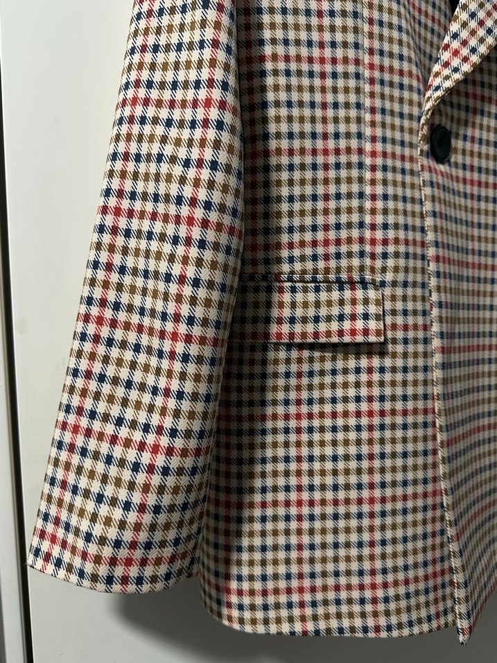 Düğmeli Ekose Kadın Blazer Ceket - Görsel 3