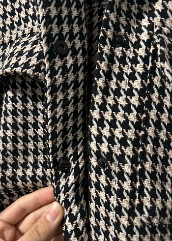 Kareli Midi Kadın Örme Gömlek Kışlık - Görsel 3