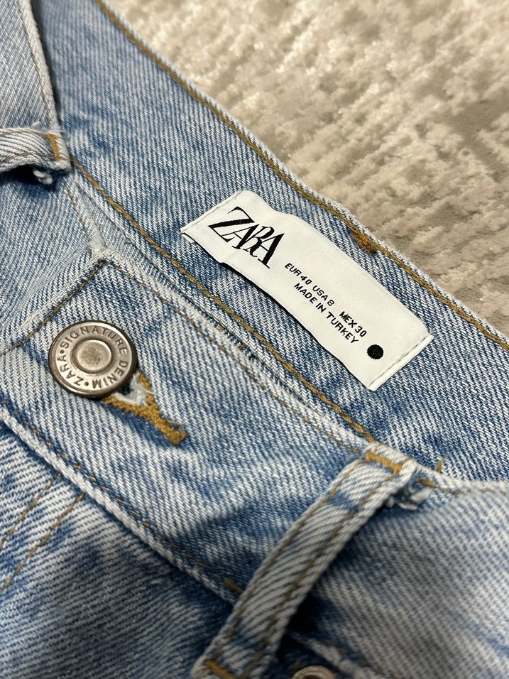 Zara Açık Mavi Bol Kesim Kadın Kot Pantolon - Görsel 2