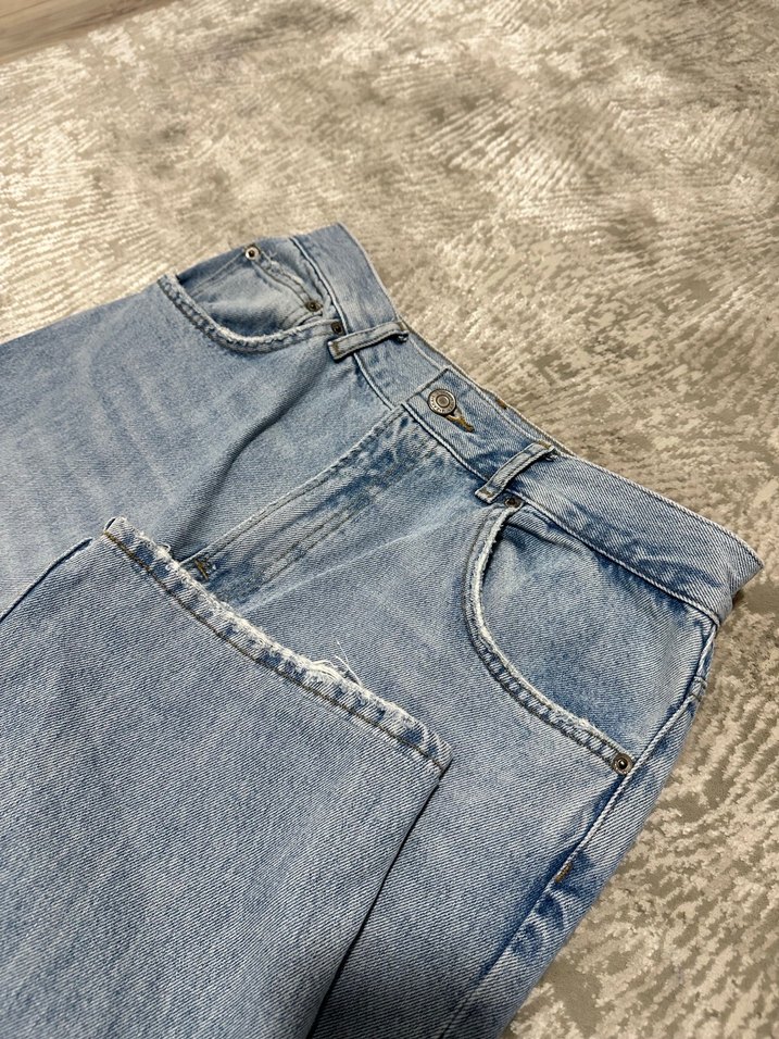 Zara Açık Mavi Bol Kesim Kadın Kot Pantolon - Görsel 3