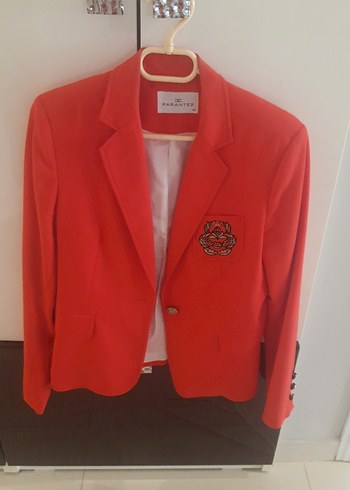 Parantez Kırmızı Kadın Düğmeli Blazer Ceket