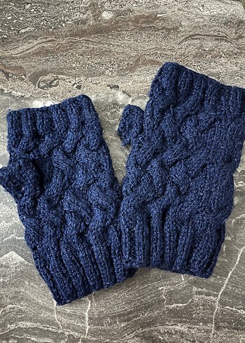 Lacivert Örgü Kadın Eldiven - Görsel 2