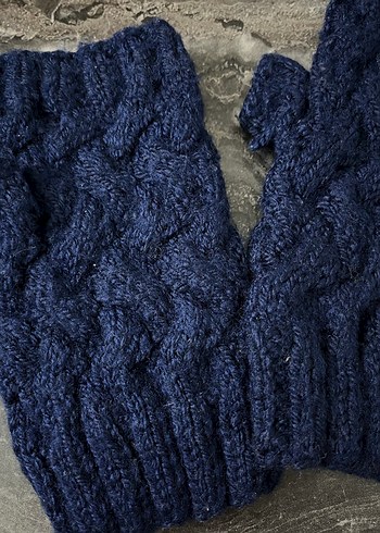 Lacivert Örgü Kadın Eldiven - Görsel 3