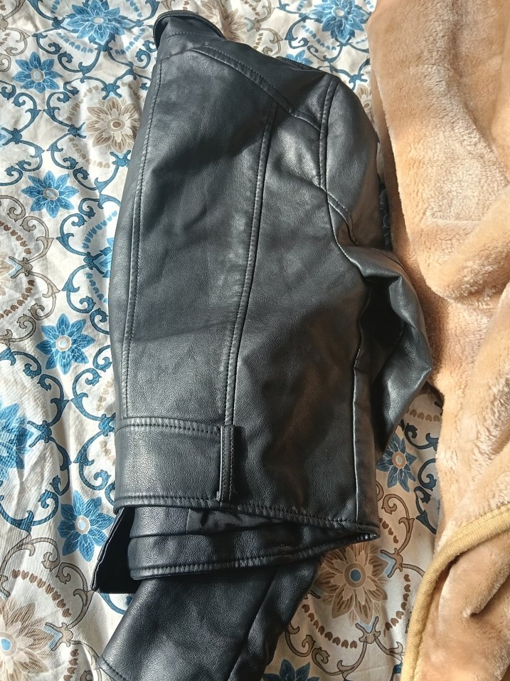 Siyah Deri Kadın Biker Ceket - Görsel 4