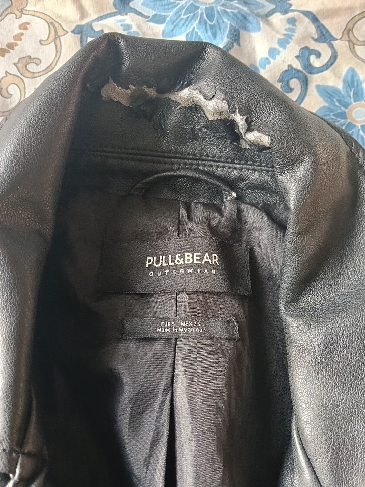 Siyah Deri Kadın Biker Ceket - Görsel 3