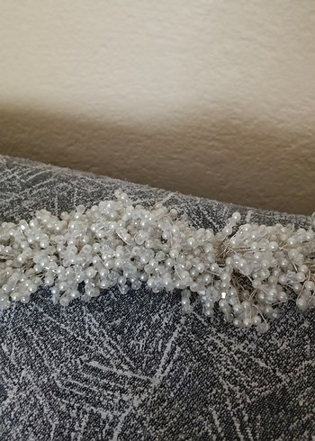 Boncuklu Beyaz gelin tacı - Görsel 2