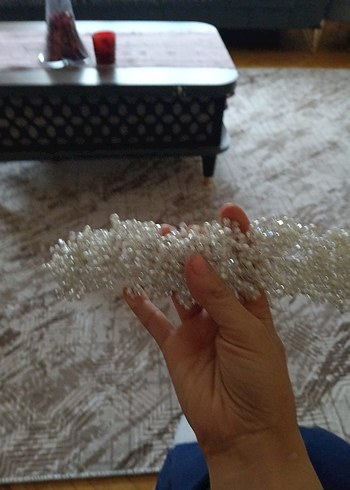 Boncuklu Beyaz gelin tacı - Görsel 7