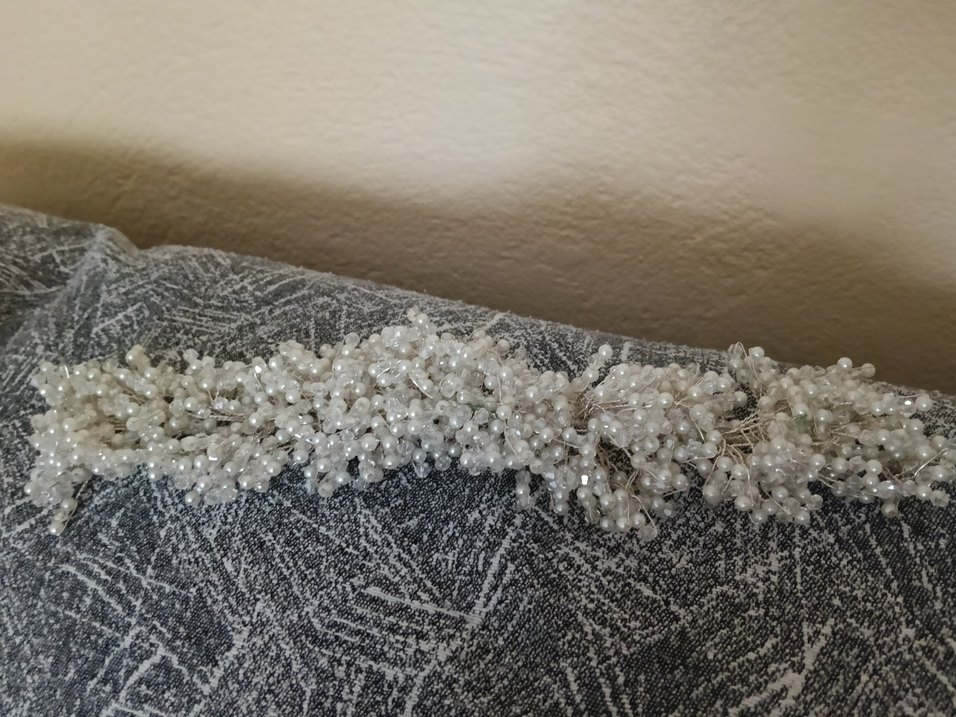 Boncuklu Beyaz gelin tacı - Görsel 2