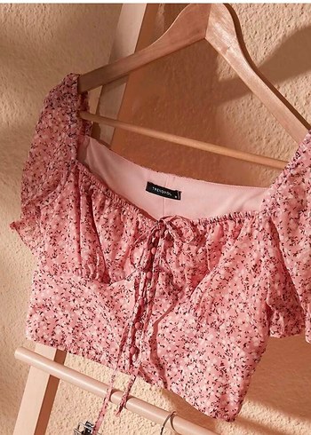 Trendyolmilla Pembe Mini Bohem Fırfırlı Askılı Bluz