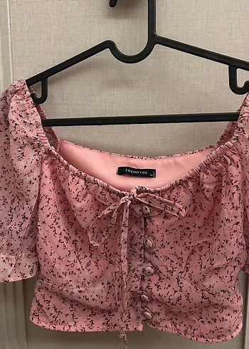 32 Beden Trendyolmilla Pembe Mini Bohem Fırfırlı Askılı Bluz