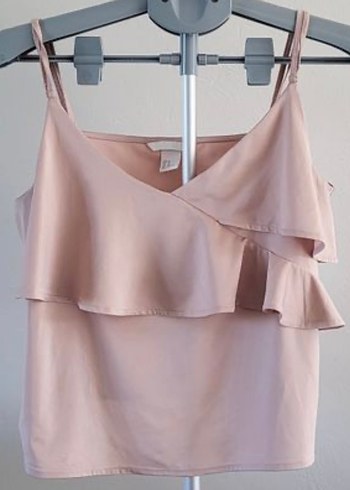 H&M marka, V Yaka Kolsuz Fırfırlı Kadın Bluz