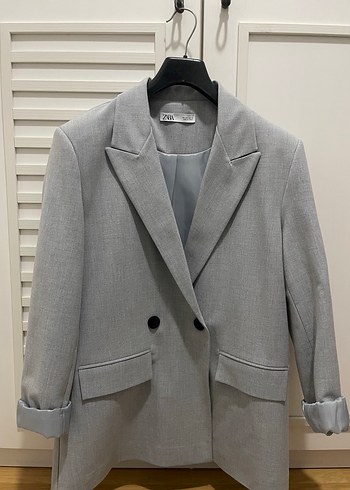 Zara Gri Cift Sirali Blazer Ceket