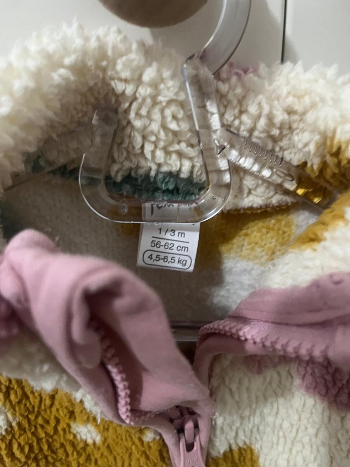 Çiçek Desenli Bebek Peluş Ceket - Görsel 3