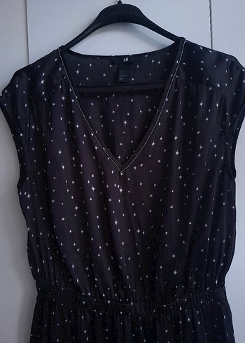38 Beden siyah Renk H&M Siyah Midi V Yaka Salaş Elbise