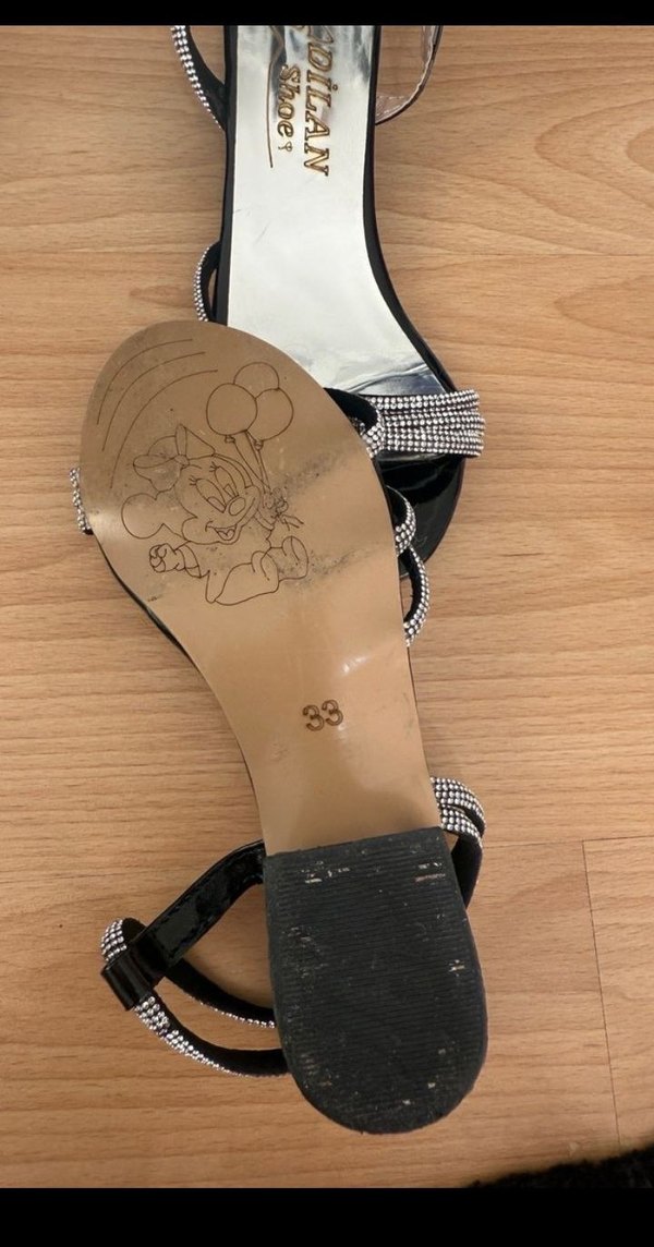 Siyah Parlak Yılan Desenli Topuklu Sandalet - Görsel 3