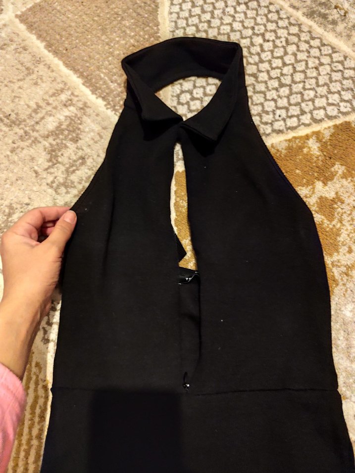 fermuarli sırt dekolteli elbise - Görsel 2