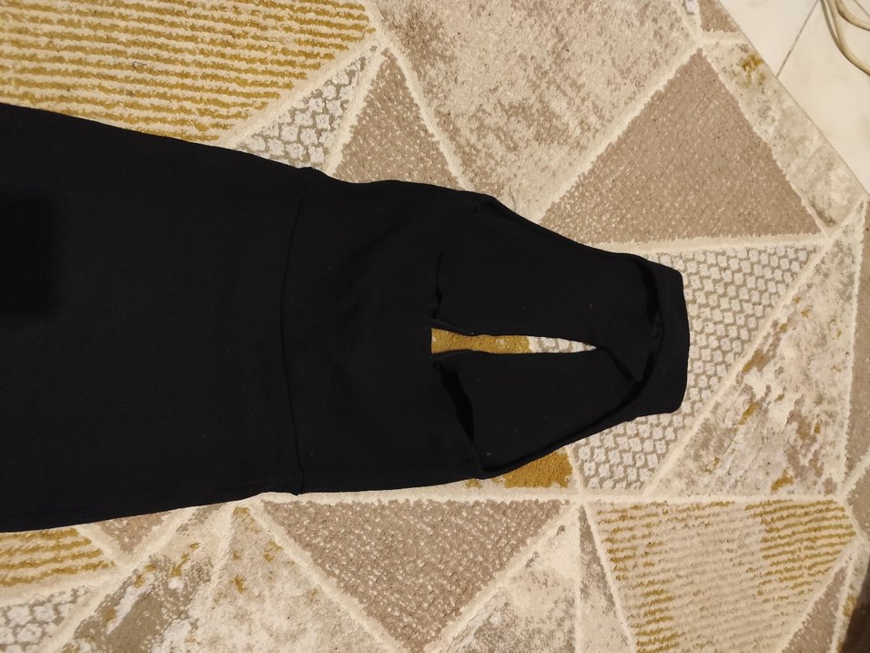 fermuarli sırt dekolteli elbise - Görsel 3