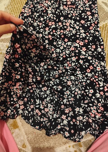 Çiçek Desenli Fırfırlı Çok Renkli Kadın elbise - Görsel 2