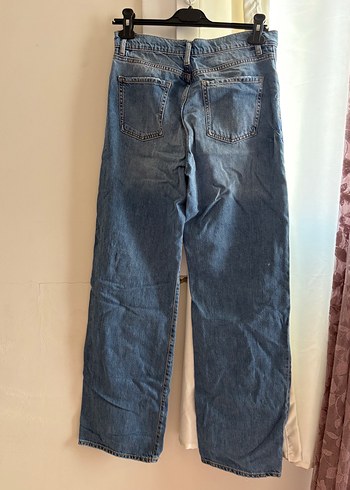 Bershka Gri Renk Kadın Bol Kesim Denim Pantolon