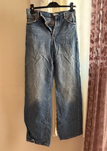Gri Renk Kadın Bol Kesim Denim Pantolon