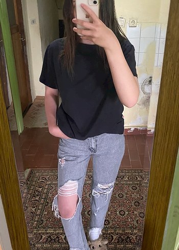 Yüksek Bel Yırtık Jean - Görsel 3