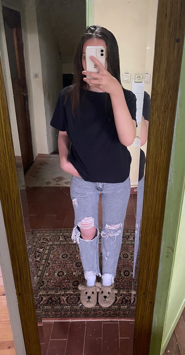 Yüksek Bel Yırtık Jean - Görsel 2