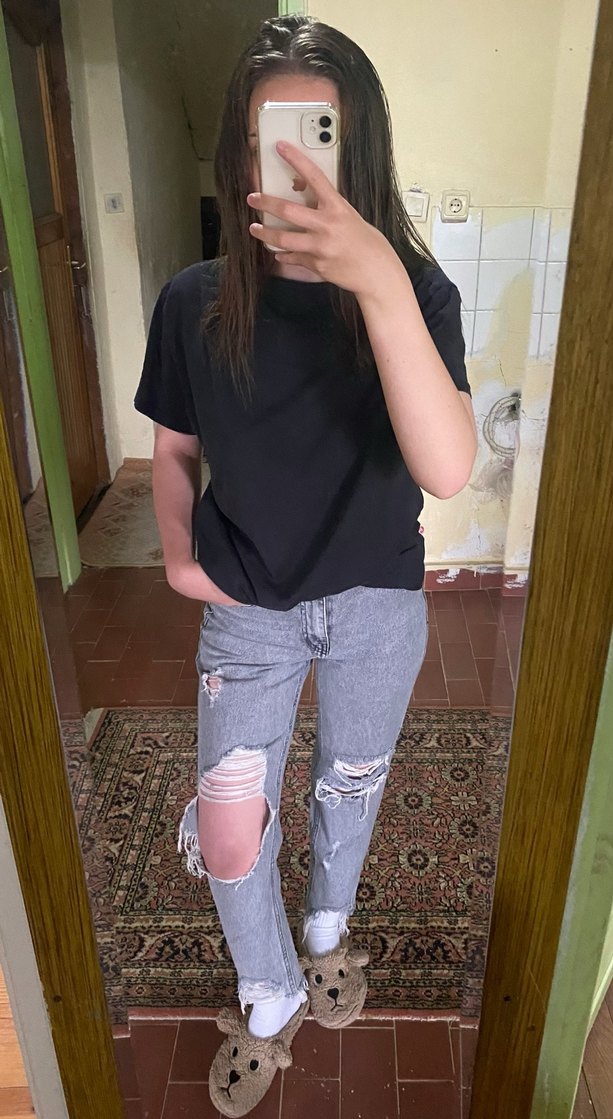 Yüksek Bel Yırtık Jean - Görsel 3