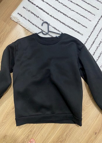 Siyah Kadın Bisiklet Yaka Sweatshirt