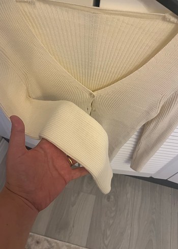 Diğer Bej V Yaka İnce Örgü Kadın Hırka