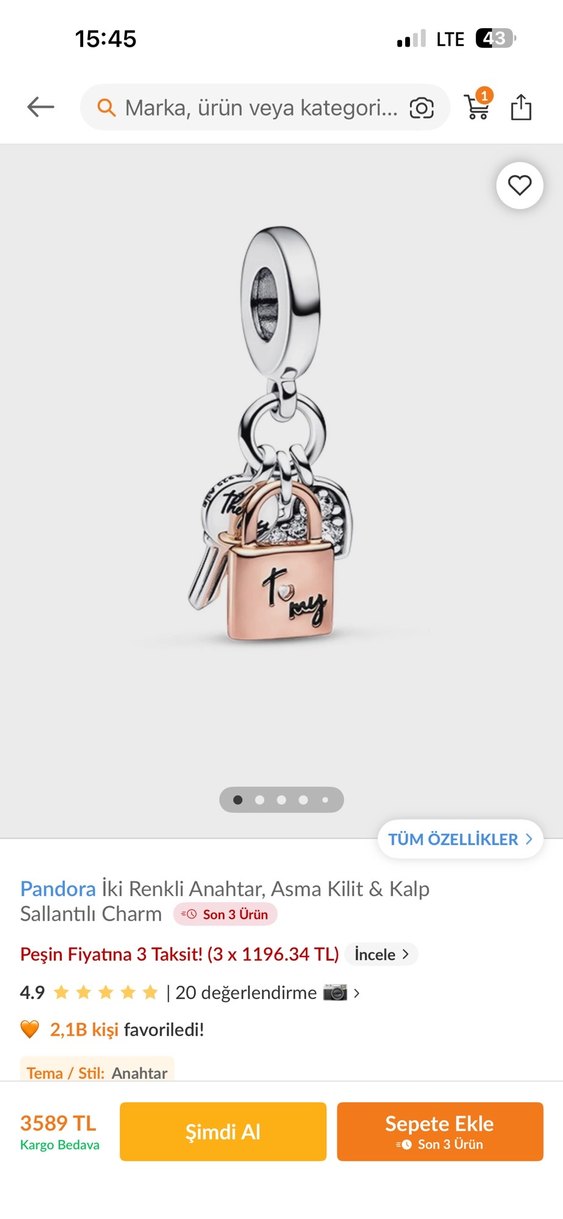 Altın Renkli Zincir Detaylı Kadın Charm - Görsel 4