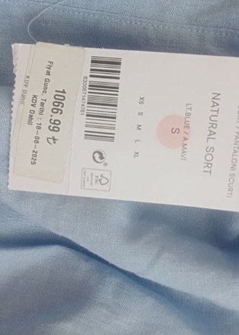Penti Mavi Keten Mini Şort