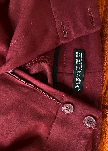 Bordo Düğmeli Kadın Kumaş Pantolon