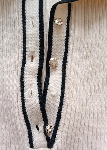 Bej Triko Uzun Kollu Halter Yaka Elbise - Görsel 2