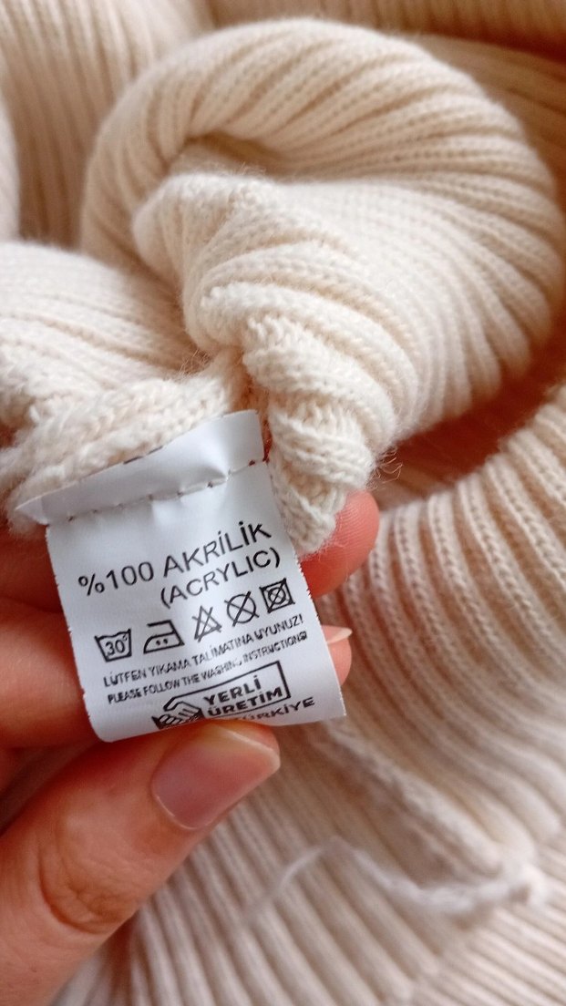 Bej Triko Uzun Kollu Halter Yaka Elbise - Görsel 3