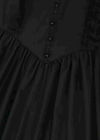 s Beden siyah Renk Siyah Uzun Kollu Fırfırlı Gotik Elbise